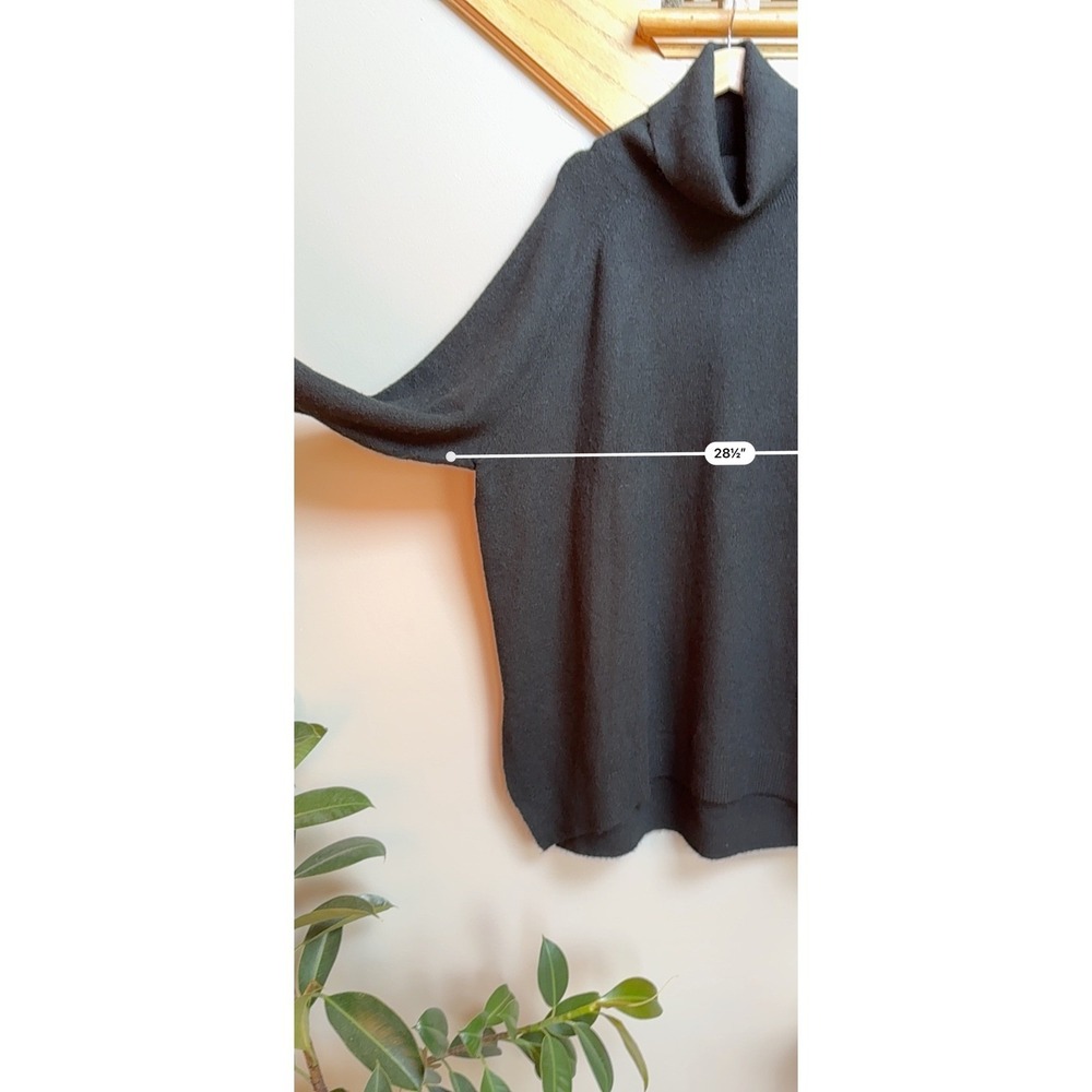 HM Black Oversized Turtleneck Sweater Dress XL Long Sleeve Soft Knit High Low - Picture 9 of 9
